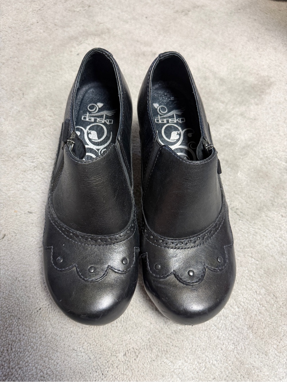 DANSKO NANCY CLOG HEELED BOOTIE ZIP BOOT PROFESSIONAL SHOE LEATHER STUDDED 36 - Picture 8 of 8
